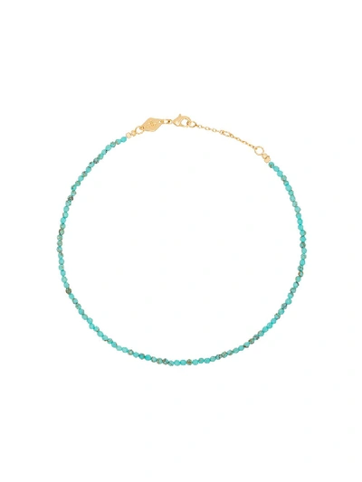 Anni Lu Wave Beaded Anklet In Blue