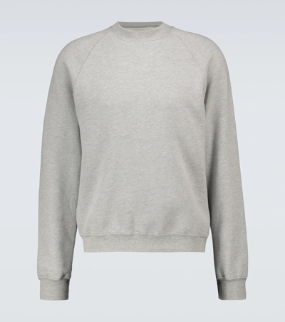 Les Tien Crew-neck Brushed-back Cotton Sweatshirt In Grey