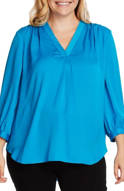 Vince Camuto Rumple Fabric Blouse In Lagoon