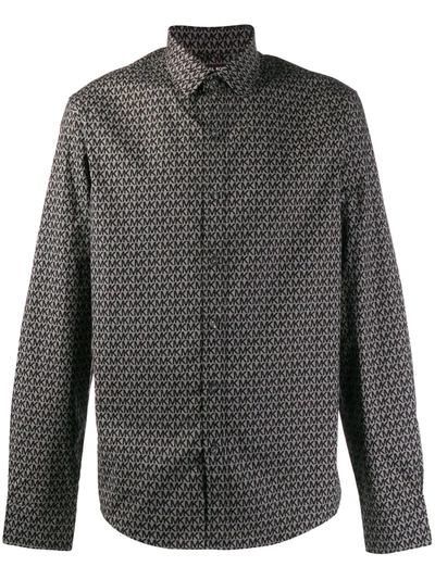 Michael Kors Logo Print Slim-fit Shirt In Grey