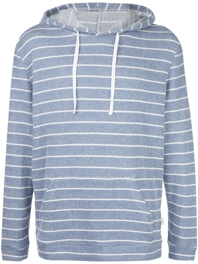 Onia Michael Herringbone Stripe Hoodie In Blue ModeSens