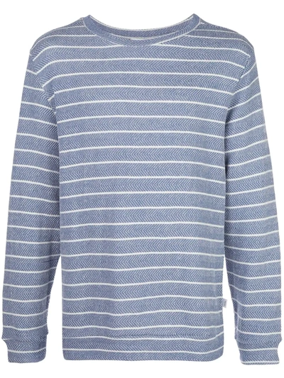 Onia Owen Herringbone Stripe Sweatshirt In Blue
