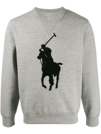 Polo Ralph Lauren Oversize Logo-embroidered Jumper In Grey