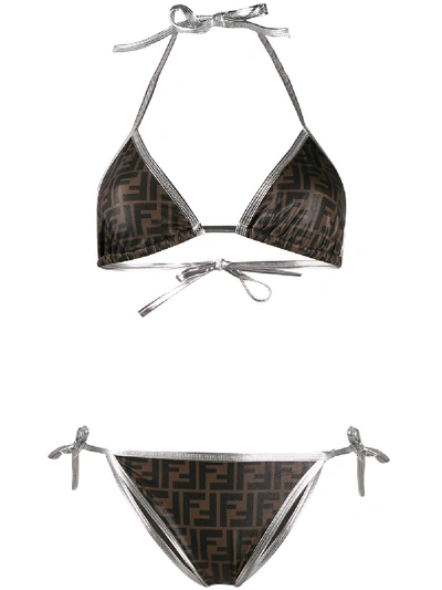 Fendi Ff Pattern Bikini In 棕色