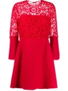 Valentino Lace Detail Short Dress In Red