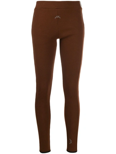 A-cold-wall* Mid-rise Embroidered Logo Leggings In Brown