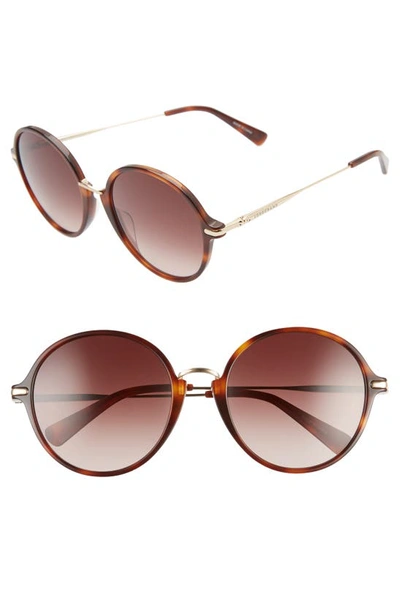 Longchamp Roseau 56mm Round Sunglasses In Havana/ Brown