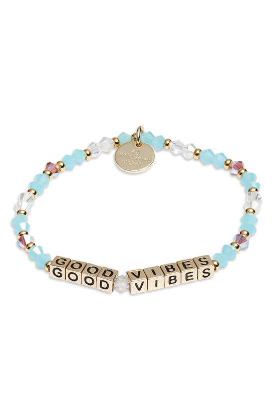 Little Words Project Good Vibes Stretch Bracelet In Delilah Blue Gold ...