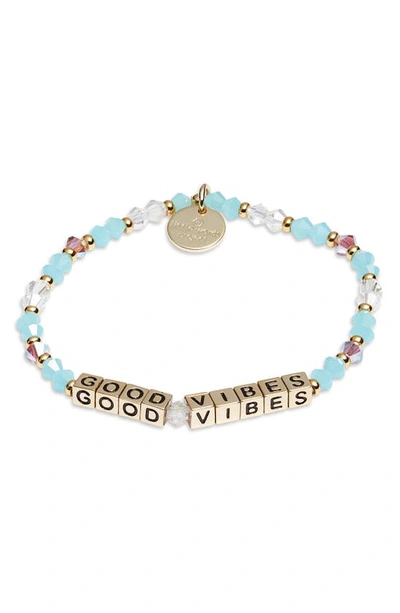 Little Words Project Good Vibes Stretch Bracelet In Delilah Blue Gold