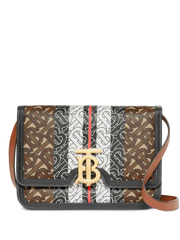 Burberry Monogram Stripe Tb Leather Shoulder Bag In Multicoloured ...