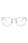 Ray Ban 51mm Round Optical Glasses In Silver