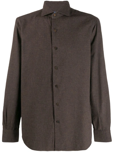 Barba Button-up Cotton Shirt In Brown