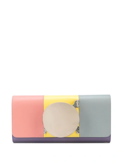 Perrin Paris Le Disc Metallic Detail Clutch In Purple