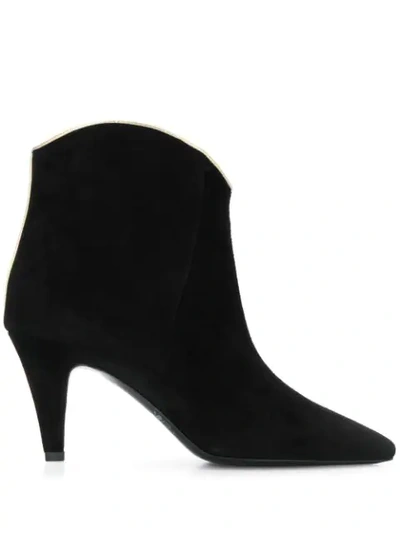 Twinset Suede Ankle Boots In Black
