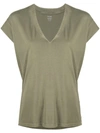 Frame Le High Rise V-neck Cotton T-shirt In Olive