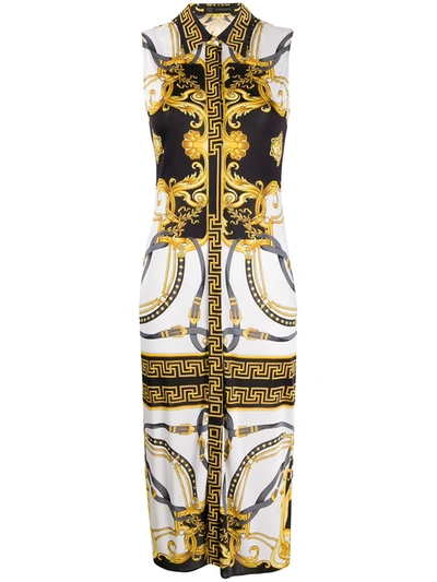 Versace Barocco Rodeo Print Sleeveless Shirt Dress In White | ModeSens