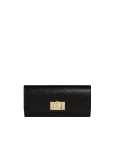 Furla 1927 Leather Continental Wallet In Nero