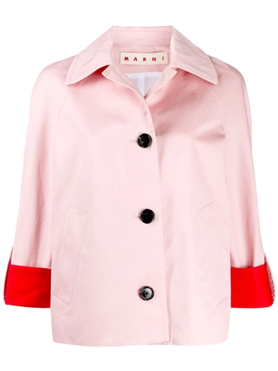Marni Boxy Colour-block Jacket In Pink