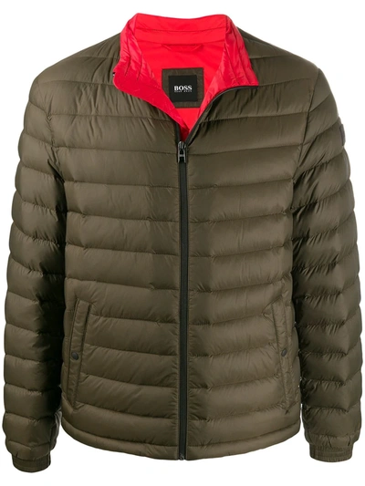 Hugo Boss Quilted Padded Jacket In Green