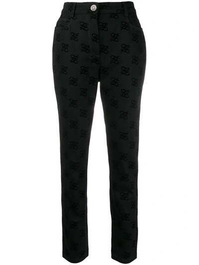 Fendi Karligraphy Motif All-over Logo Trousers In Black