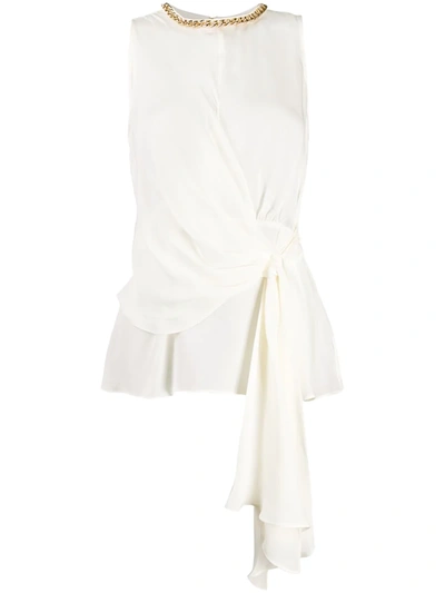 Michael Kors Chain Detail Silk Blouse In White