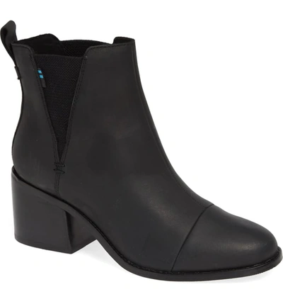 Toms Women's Esme Leather Block-heel Booties In Black Leather