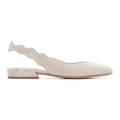 Chloé Chloe Grey Suede Laurena Slingback Flats In 066 Elephan