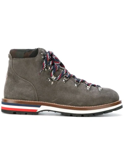 Moncler Peak Suede Lace-up Boots In Grey