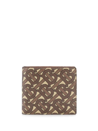 Burberry Monogram Print Bifold Wallet In Braun