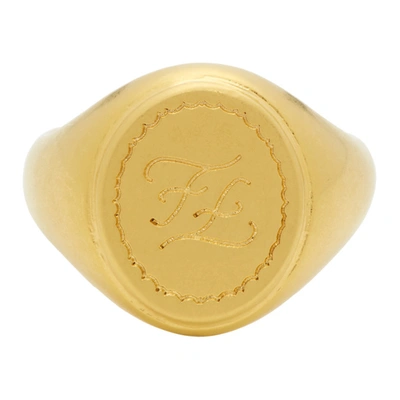 Fendi Gold Karligraphy Signet Ring In F152d Gold