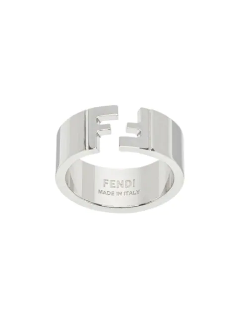 Fendi Logo Detail Ring In Silver | ModeSens