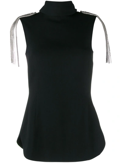Christopher Kane Epaulet Detail Sleeveless Blouse In Black