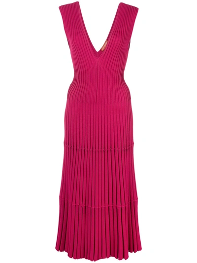 Altuzarra Riggs Ribbed Knit Midi Dress In Pink