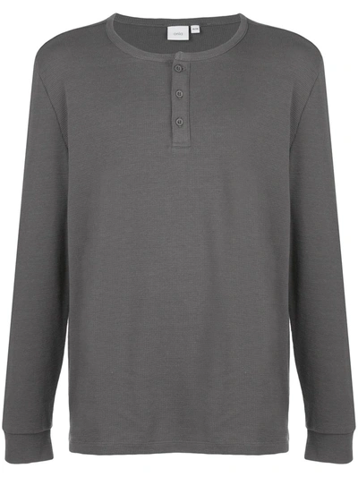 Onia Miles Waffle Knit Henley Sweatshirt In Grey