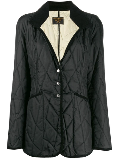Pre-owned Vivienne Westwood 1990s Diamond Quilted Padded Coat In Black