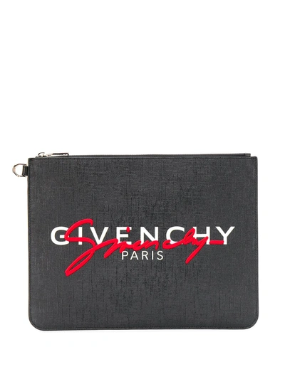 Givenchy Logo Print Clutch Bag In Black