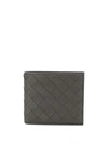 Bottega Veneta Intrecciato Weave Bifold Wallet In Grey