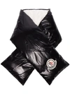 Moncler Embroidered Logo Padded Scarf In Black