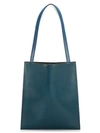 The Row Leather Flat Tote In Teal