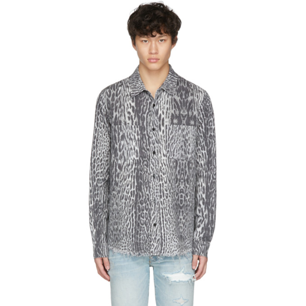 Amiri Leopard Print Distressed Flannel Shirt In Wle | ModeSens
