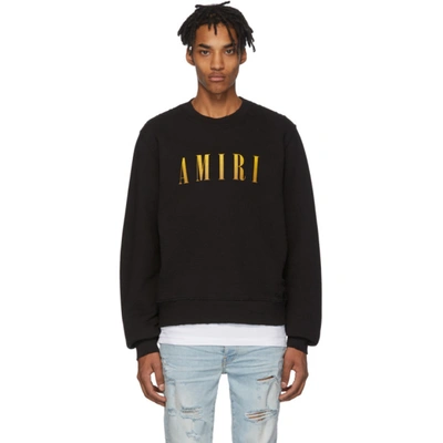 Amiri Distressed Logo-print Cotton Sweatshirt In Black