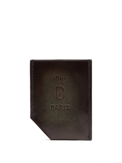 Berluti Slide Debossed Leather Cardholder In Brown