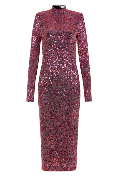 Rebecca Vallance Mona Sequin Midi Dress In Pink