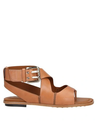 Tod's Toe Strap Sandals In Brown