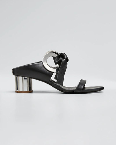 Proenza Schouler Spectra Rings Slide Sandals In Black/silver