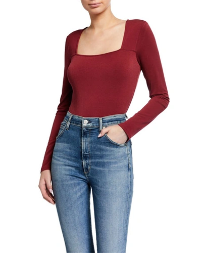 Bcbgeneration Square Neck Bodysuit In Deep Red