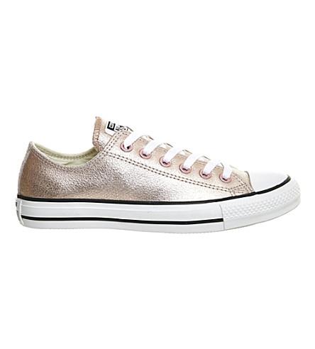 rose gold all star metallic leather ox trainers