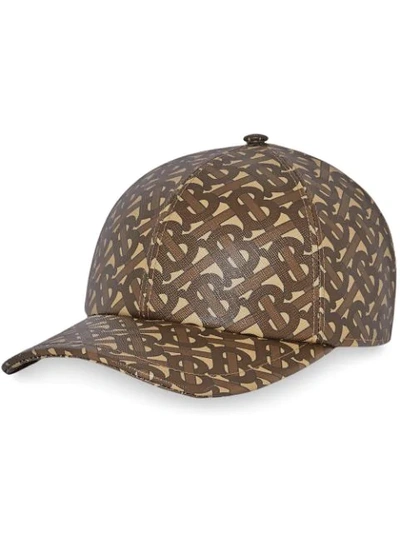 Burberry Monogram-print Coated-cotton Baseball Cap In Brown