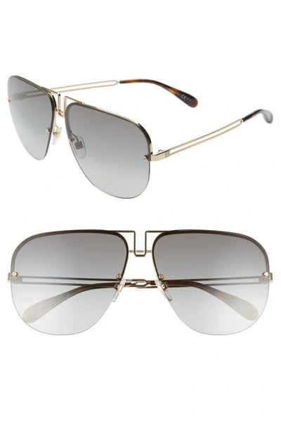 Givenchy 64mm Oversize Aviator Sunglasses In Gold/ Grey