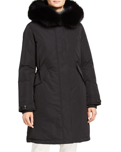 Woolrich Keystone Fur-collar Parka In Black